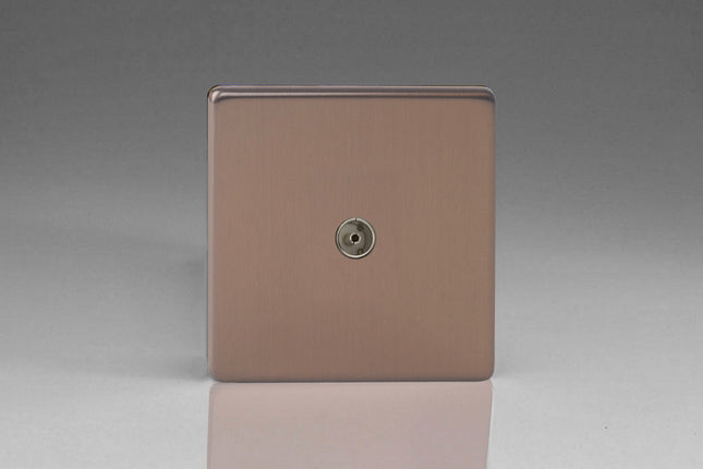Varilight Flat Plate Screwless Brushed Bronze TV Socket