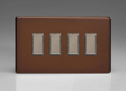 Varilight Eclique 2 4-Gang Tactile Touch Control Dimming Light Switch Slave for use with Master on 2-Way Circuits (Twin Plate) Mocha JDMES004S