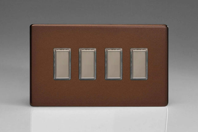 Varilight Eclique 2 4-Gang Tactile Touch Control Dimming Light Switch Slave for use with Master on 2-Way Circuits (Twin Plate) Mocha JDMES004S
