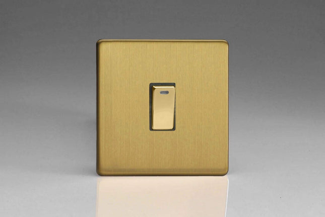 Varilight 1-Gang 20A Double Pole Rocker Light Switch + Neon Indicator Light Brushed Brass XDB20NDS