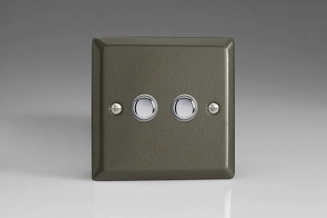 Varilight 2-Gang 6A 1-Way Push-to-Make Momentary Switch Graphite XPM2