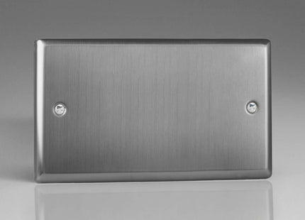 Varilight XTDB Classic Brushed Steel 2-Gang Double Blank Plate