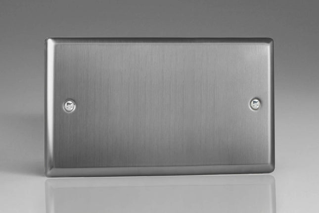 Varilight XTDB Classic Brushed Steel 2-Gang Double Blank Plate