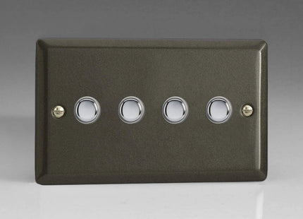 Varilight 4-Gang 6A 1-Way Push-to-Make Momentary Switch (Twin Plate) Graphite XPM4