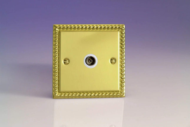 Varilight 1-Gang TV Plug Socket, Isolated Co-axial Georgian Brass XG8ISOW