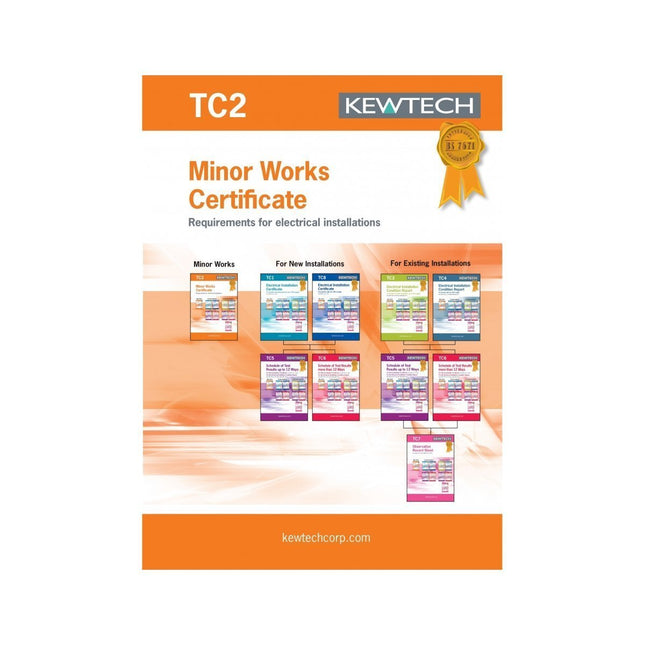 TC2 Kewtech Electrical Installation Minor Works Certificate, Carbon, Black, Small