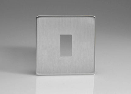 Varilight 1-Gang Screwless PowerGrid Plate Including Yoke (Single Plate) in Brushed Steel