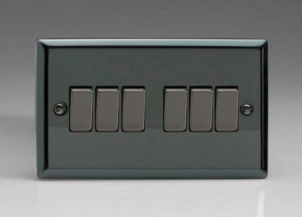 Varilight XI96D Rocker Switches Iridium 6 Gang Iridium Black