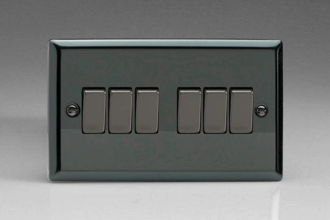 Varilight XI96D Rocker Switches Iridium 6 Gang Iridium Black