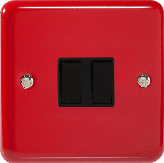 Varilight 2-Gang (Double), 1 or 2 Way 10 Amp Switch, Classic Lily Pillar Box Red XY2B.PR,