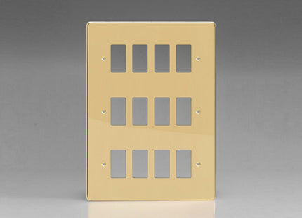 Varilight 12-Gang Grid Plate (Triple Twin Plate) Polished Brass XDVPG12-P