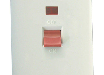 Varilight XO45NW Value Polar White 45A DP Cooker Switch Vertical Twin Plate + Neon