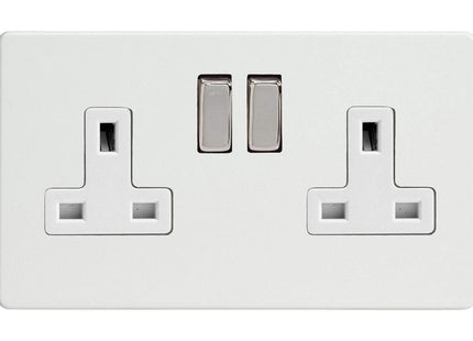 Varilight XDQ5WS 13A Socket Premium White Steel 2-Gang,86x147x32mm