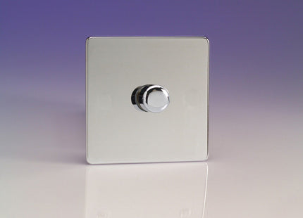 Varilight V-Pro 1-Gang 2-Way Push-On/Off Rotary LED Dimmer 1 x 0-100W (Max 10 LEDs) European Polished Chrome JECP401S