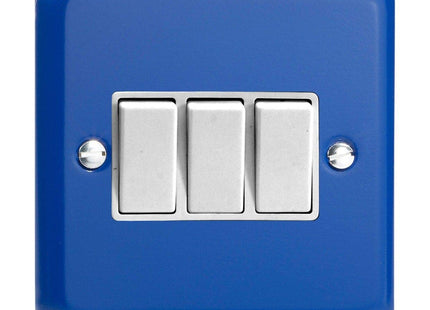 Varilight 3-Gang 10A 1- or 2-Way Rocker Light Switch Reflex Blue XY3W.RB