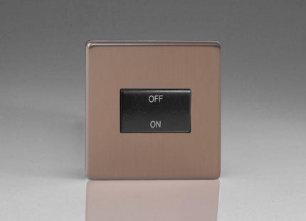 Varilight Flat Plate Screwless Brushed Bronze Fan Isolator Switch