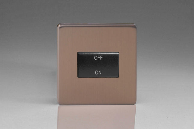 Varilight Flat Plate Screwless Brushed Bronze Fan Isolator Switch