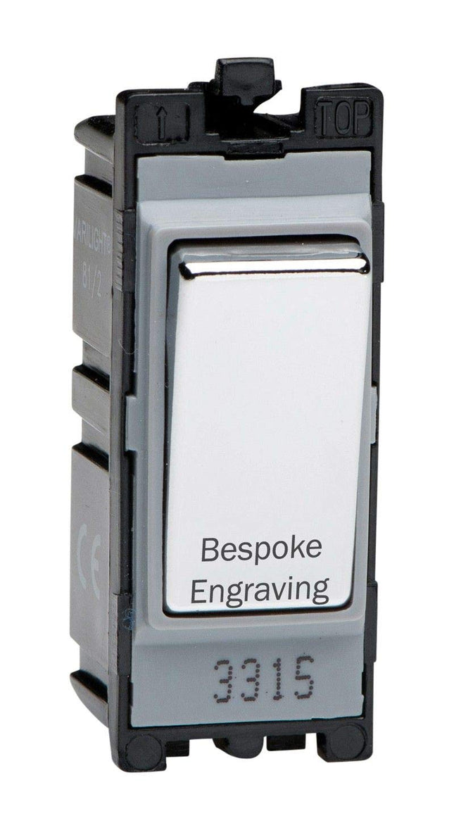 Varilight Engraved 20A 1-Way Double Pole Switch with Bespoke Engraving PowerGrid Chrome G201DC.E