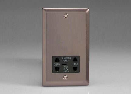 Varilight Dual Voltage Shaver Plug Socket 240V/115V 240V/115V Pewter XRSSB