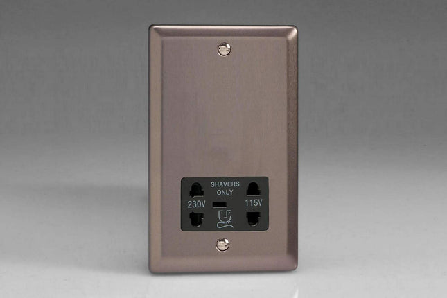 Varilight Dual Voltage Shaver Plug Socket 240V/115V 240V/115V Pewter XRSSB
