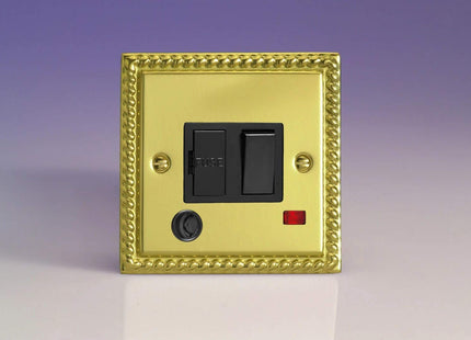 Varilight 13A Switched Fused Spur + Neon + Flex Outlet Georgian Brass XG6FONB