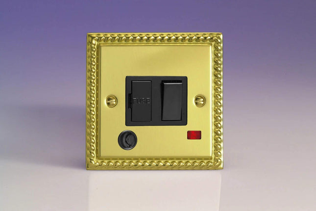 Varilight 13A Switched Fused Spur + Neon + Flex Outlet Georgian Brass XG6FONB
