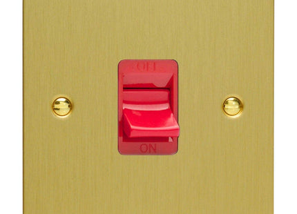 Varilight Ultraflat Plate Brushed Brass 45A Cooker Switch (single plate) XFB45S