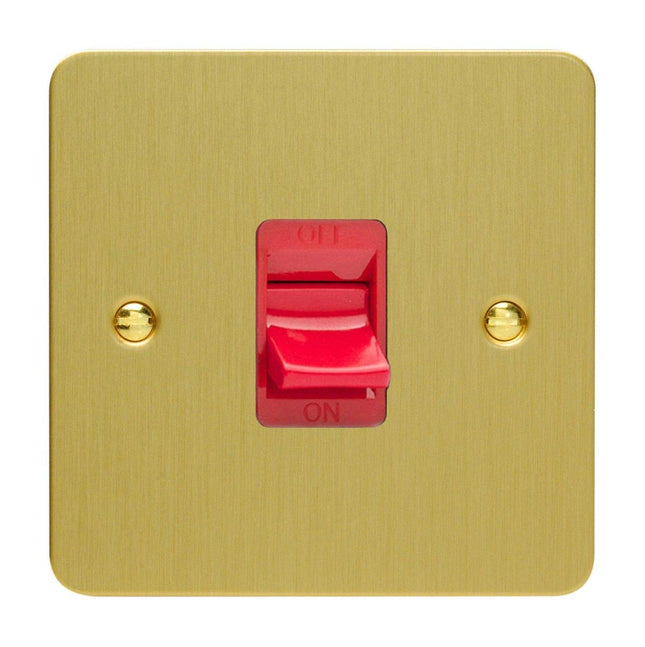 Varilight Ultraflat Plate Brushed Brass 45A Cooker Switch (single plate) XFB45S