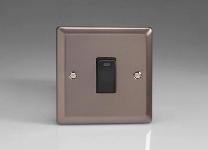 Varilight 1-Gang 20A Double Pole Rocker Light Switch + Neon Indicator Light Pewter XR20NB