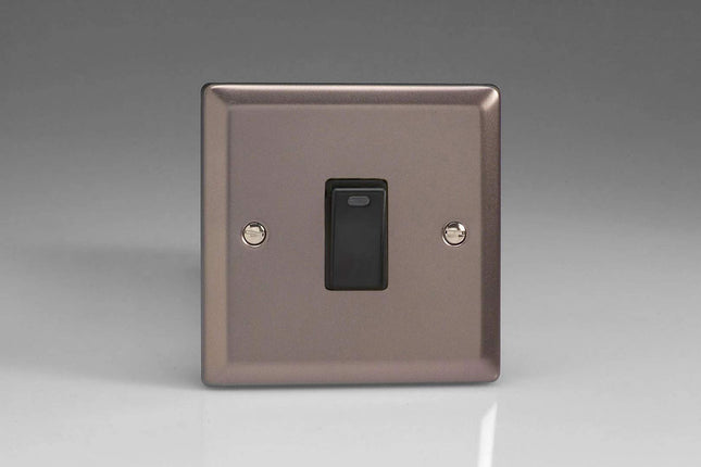 Varilight 1-Gang 20A Double Pole Rocker Light Switch + Neon Indicator Light Pewter XR20NB