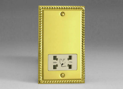 Varilight Classic Georgian Brass Dual Voltage Shaver Socket White Insert XGSSW