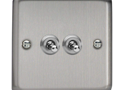 Varilight Classic Matt Chrome 2-Gang 10A 1 Or 2 Way Toggle Switch Decorative 2-Gang 10A 1- or 2-Way Toggle Switch