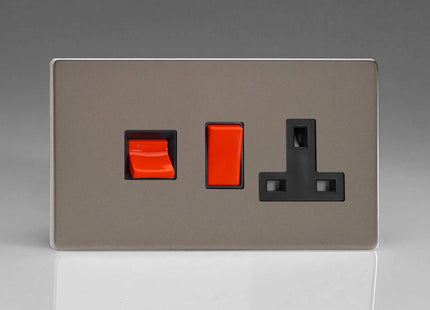 Varilight Screwless Pewter effect Cooker switch & socket