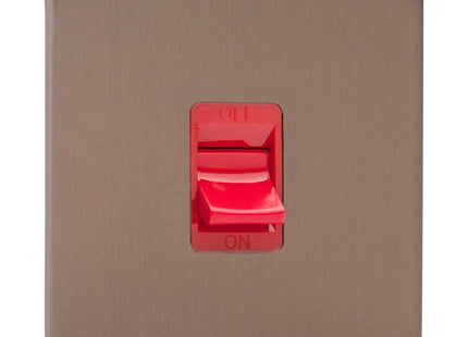 Varilight XDY45SS.BZ Screwless Brushed Bronze 45A DP Cooker Switch Single Plate