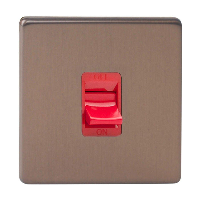 Varilight XDY45SS.BZ Screwless Brushed Bronze 45A DP Cooker Switch Single Plate