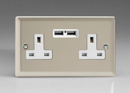 Varilight XN5U2W 13A Socket 2-Gang With USB White Satin