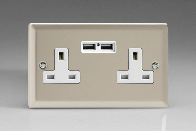 Varilight XN5U2W 13A Socket 2-Gang With USB White Satin
