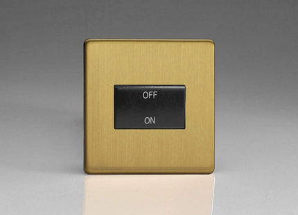 Varilight Flat Plate Screwless Brushed Brass Fan Isolator Switch Black Insert XDBFIBS