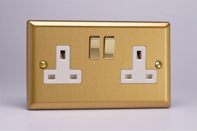 Varilight 2-Gang 13A Double Pole Switched Socket With Metal Rockers