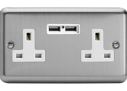 Varilight XS5U2W 13A Socket 2-Gang With USB White