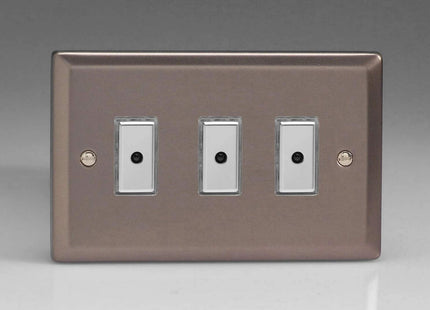 Varilight 3-Gang 1-Way Remote/Tactile Touch Control Master LED Dimmer 3 x 0-100W (Max 10 LEDs) Pewter JRE103
