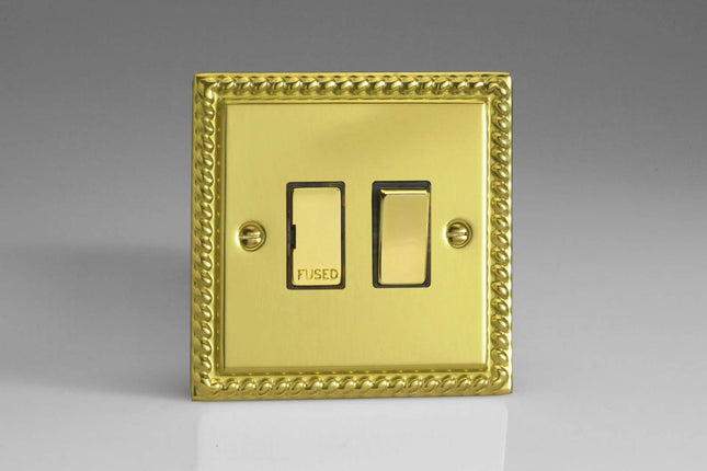 Varilight 13A Switched Fused Spur with Metal Inserts Georgian Brass XG6D