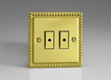 Varilight 2-Gang 1-Way Remote/Tactile Touch Control Master LED Dimmer 2 x 0-100W (Max 10 LEDs) Georgian Brass JGE102