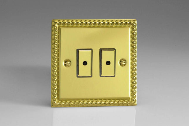 Varilight 2-Gang 1-Way Remote/Tactile Touch Control Master LED Dimmer 2 x 0-100W (Max 10 LEDs) Georgian Brass JGE102