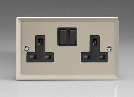 Varilight XN5B 13A Switched Socket Black 2-Gang Satin