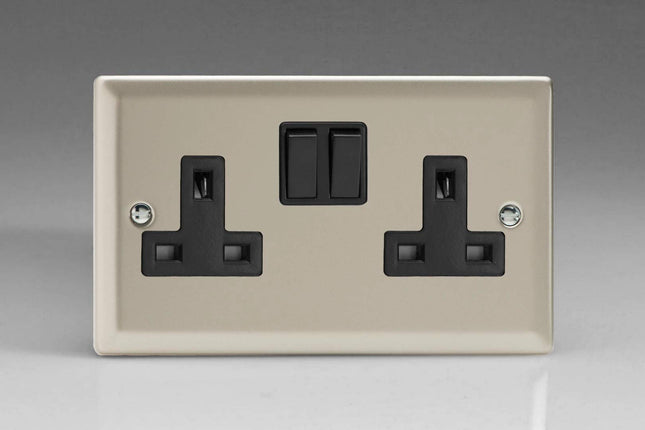 Varilight XN5B 13A Switched Socket Black 2-Gang Satin