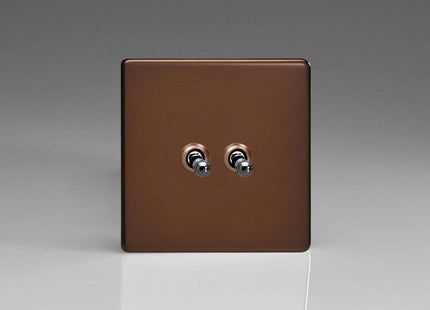 Varilight 2-Gang 1 or 2W 10A Classic Toggle Switch Dimension Screwless Mocha XDMT2S