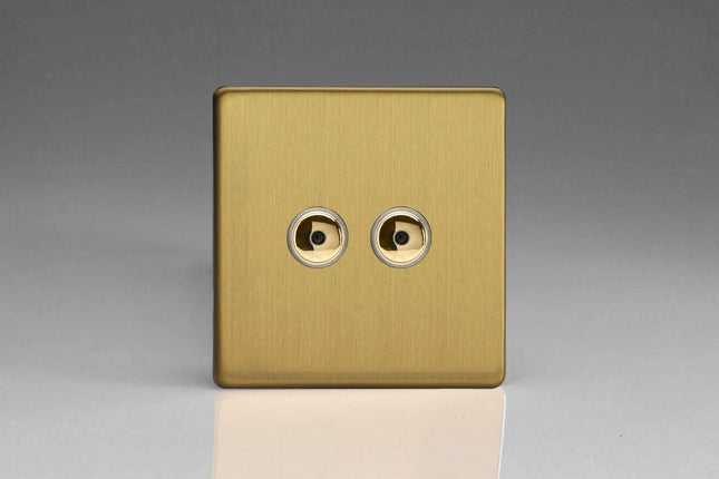 Varilight IJDBI102S Screwless Brushed Brass 2-Gang 1-Way Remote/Touch Master LED Dimmer 0-100W