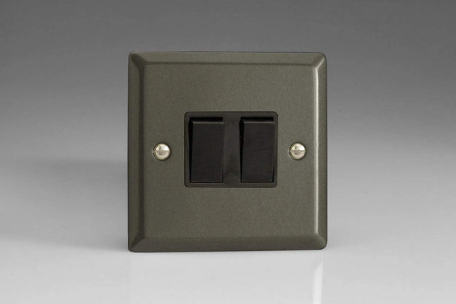 Varilight 2-Gang (10A Intermediate Switch + 10A 1- or 2-Way Rocker Light Switch) Graphite XP71B