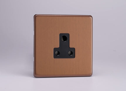 Varilight XDYRP5ABS.BZ Screwless Brushed Bronze 1-Gang 5A Round Pin Plug Socket